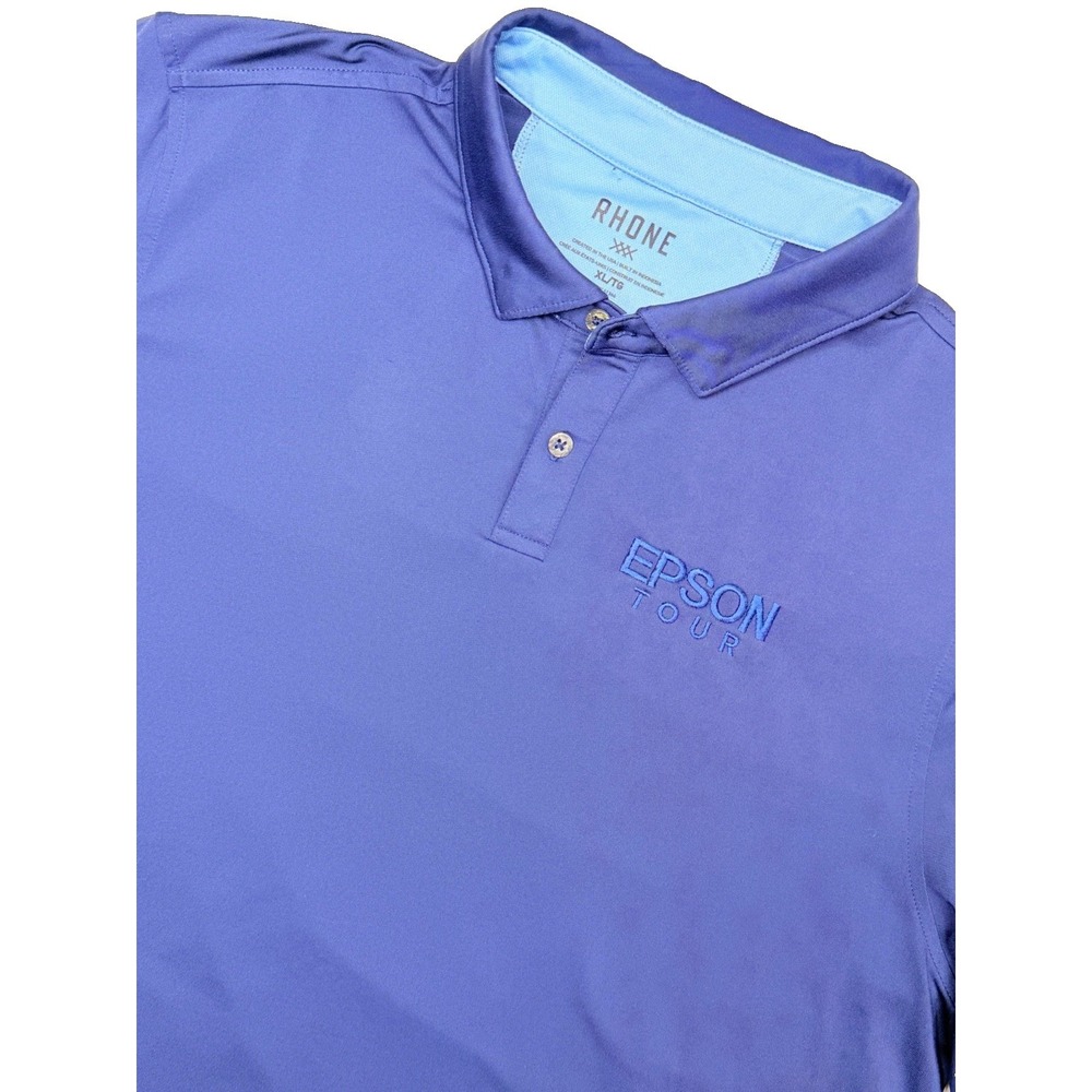 Rhone Epson Tour Golf Polo Shirt Mens XL Blue Performance Embroidered Logo